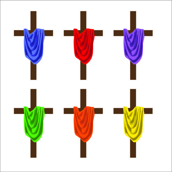 Cross draped with cloth clip art set